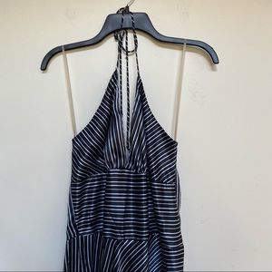 Y2K Striped Satin Halter Dress